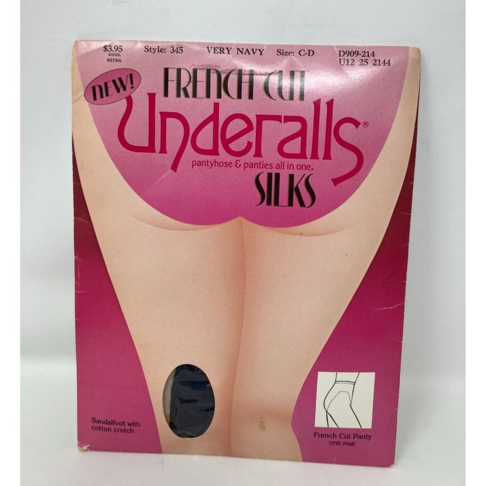 Vintage Underalls French Cut Navy Pantyhose/Panty - Size C/D ~ NIP
